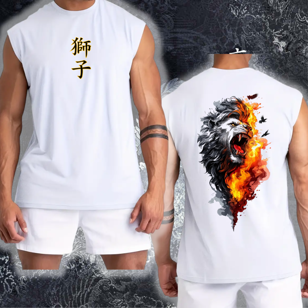 Camiseta Leon Mitologico Sin Mangas Tela Fria Premium