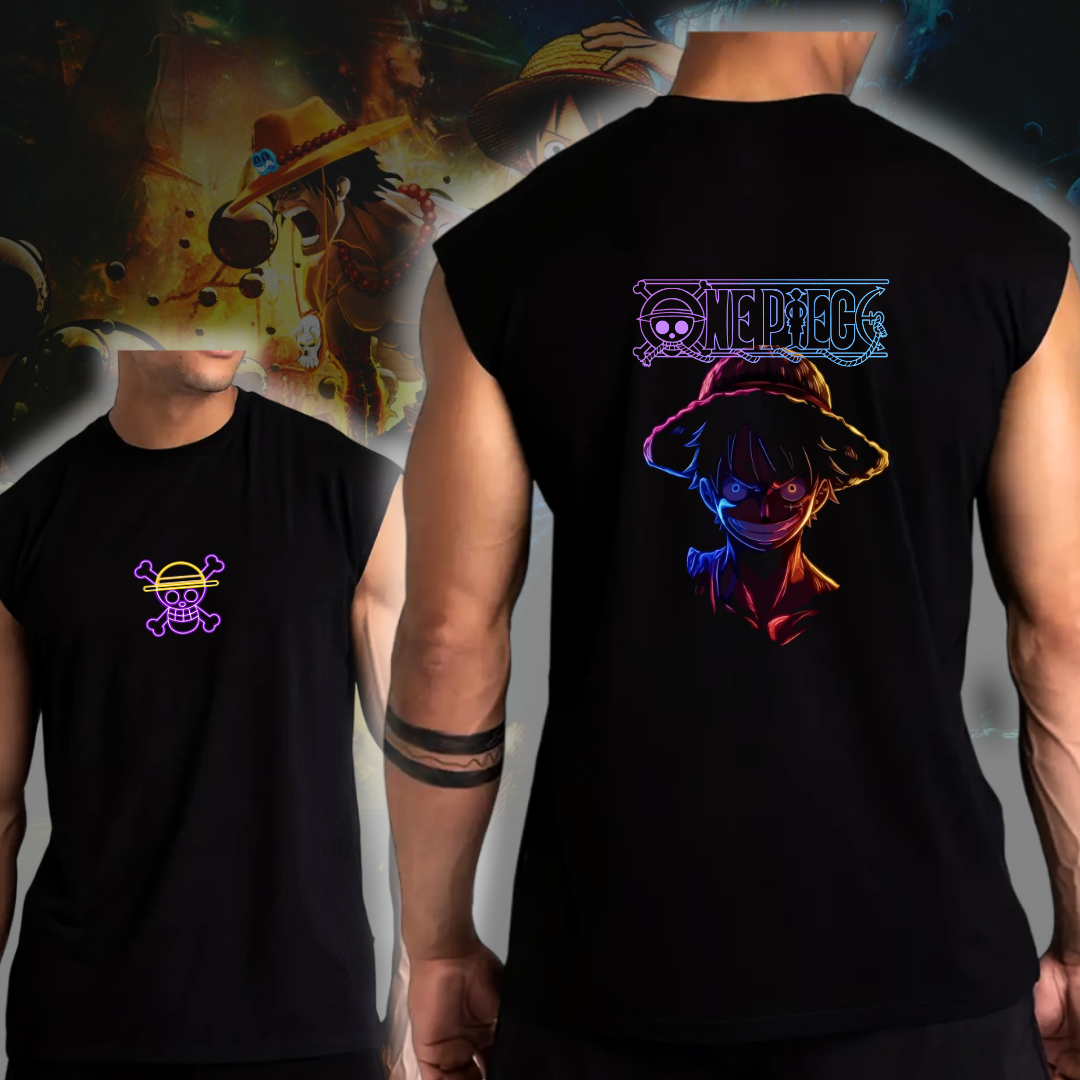 Camiseta Sin Mangas Neon Anime Tela Premium