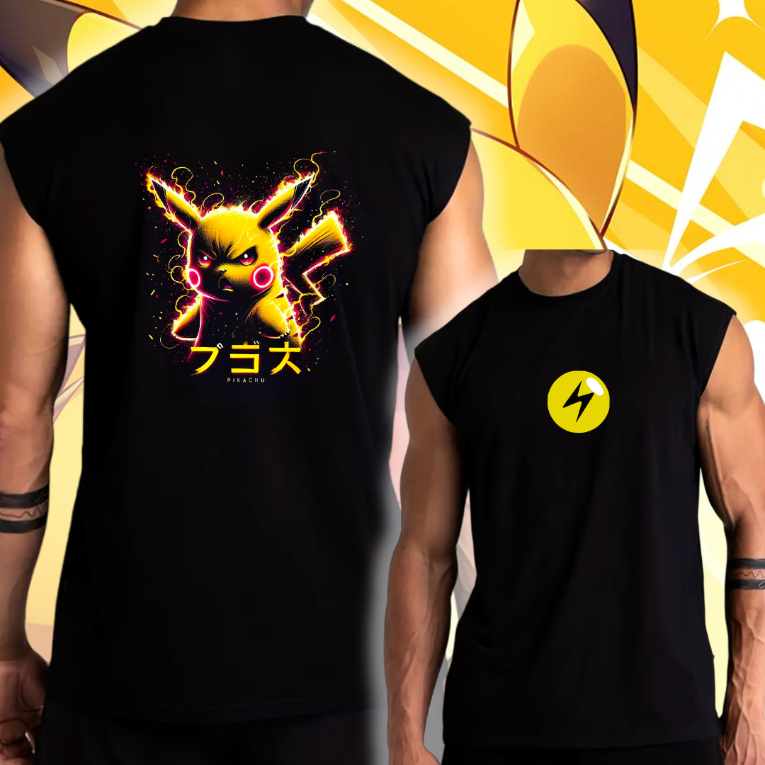 Camiseta Sin Mangas Neon Anime Tela Premium