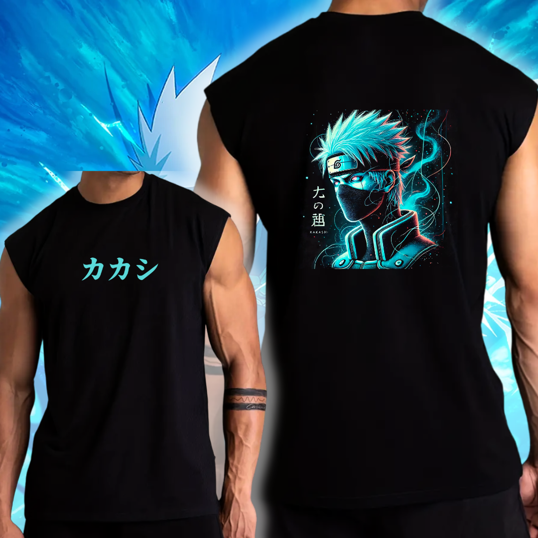 Camiseta Sin Mangas Neon Anime Tela Premium