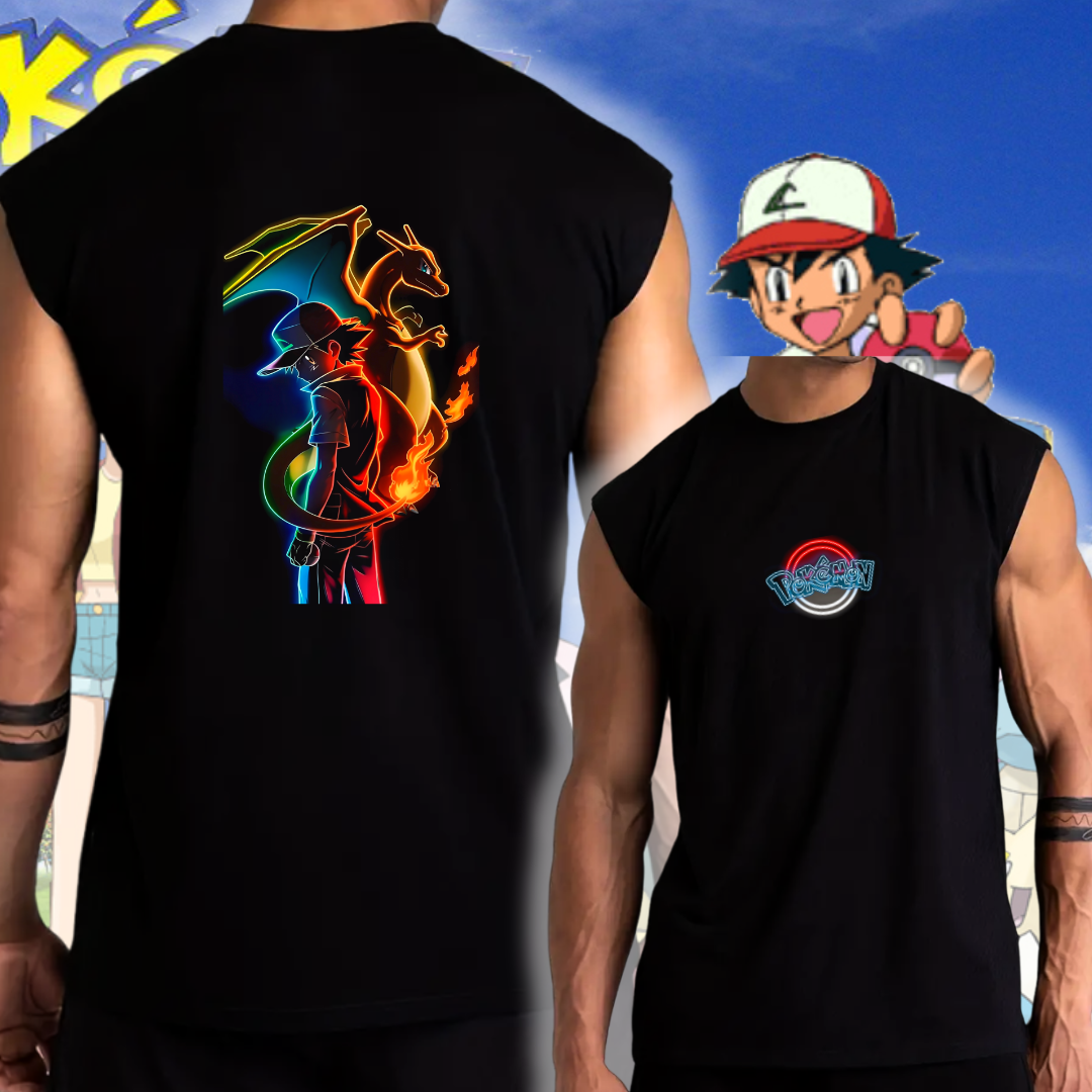 Camiseta Sin Mangas Neon Anime Tela Premium
