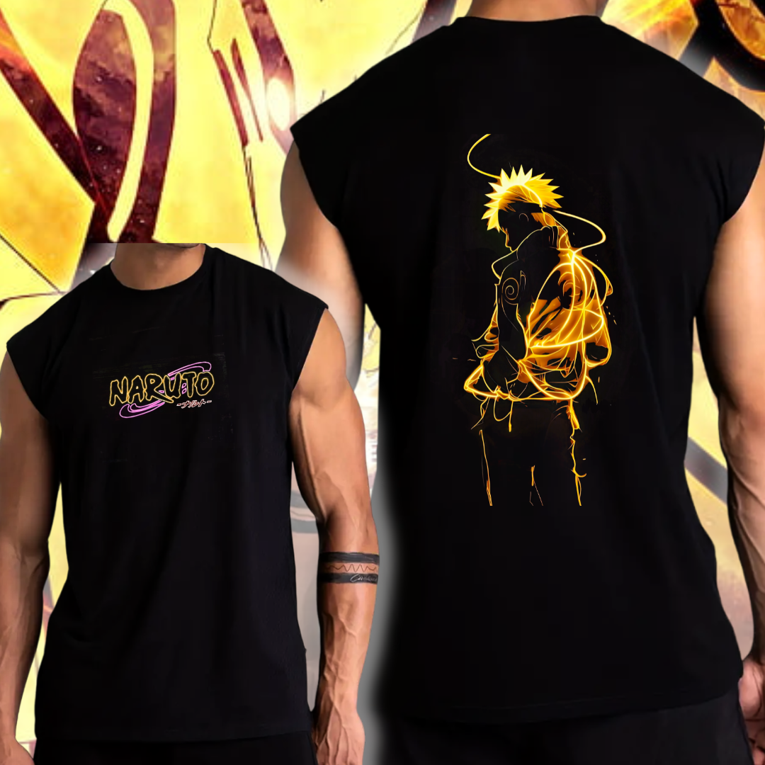 Camiseta Sin Mangas Neon Anime Tela Premium