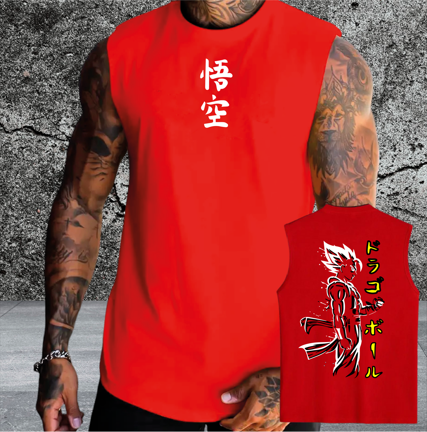 Camiseta sin Mangas Goku ROJA