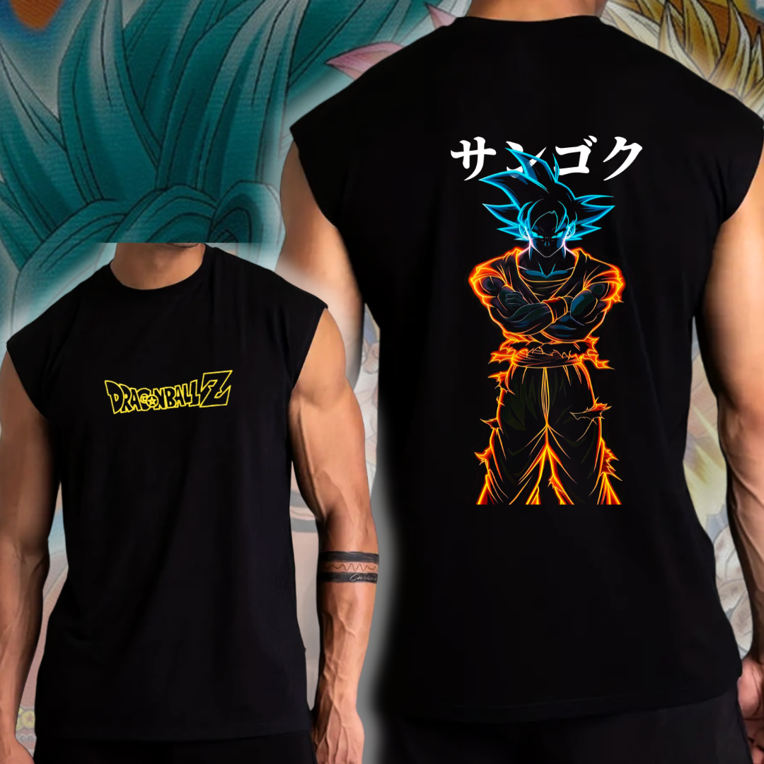 Camiseta Sin Mangas Neon Anime Tela Premium