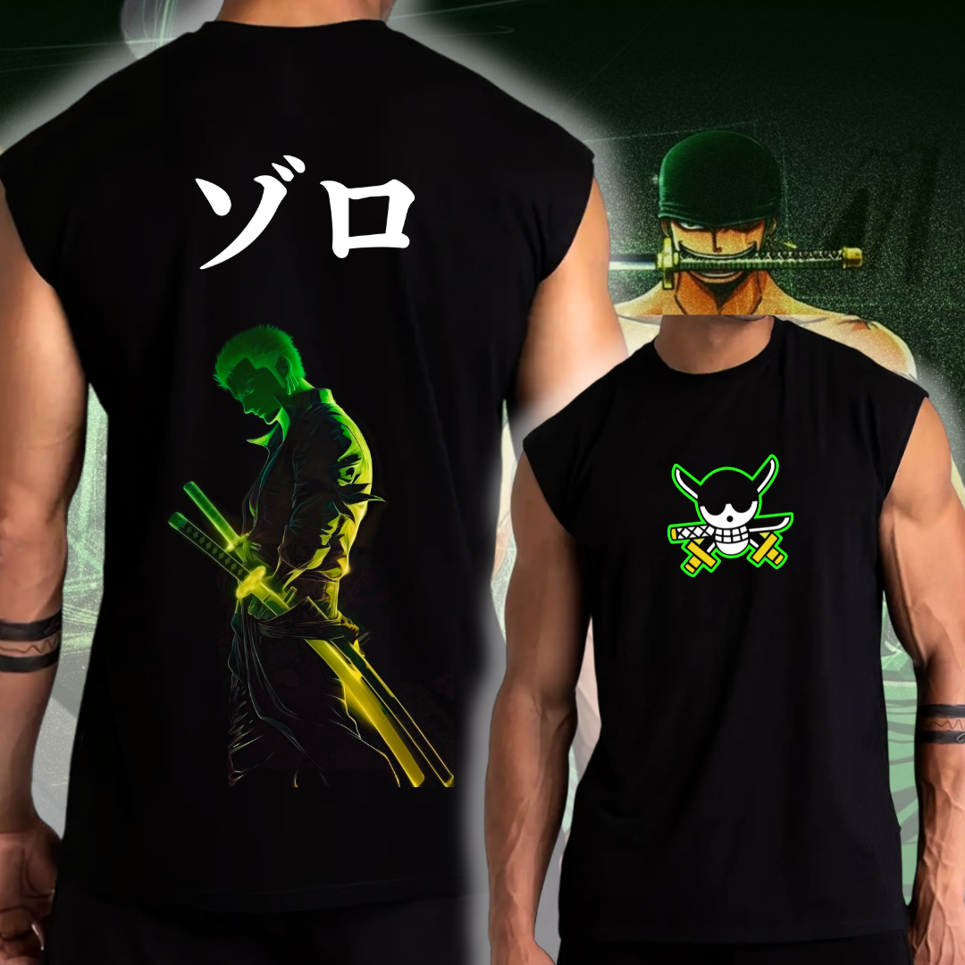 Camiseta Sin Mangas Neon Anime Tela Premium